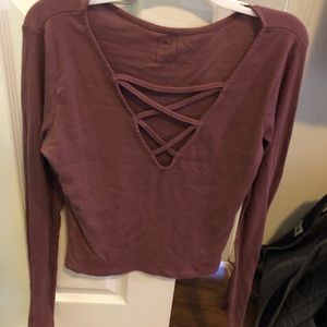 Purple long sleeved crop top